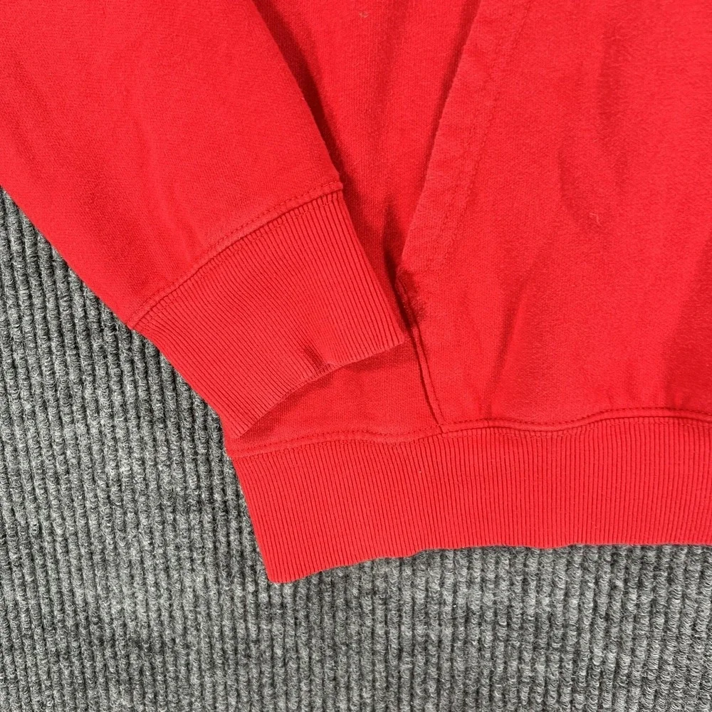 The North Face Hoodie Mens Medium Red‎ Logo Pullover Fleece Sweatshirt Kangaroo